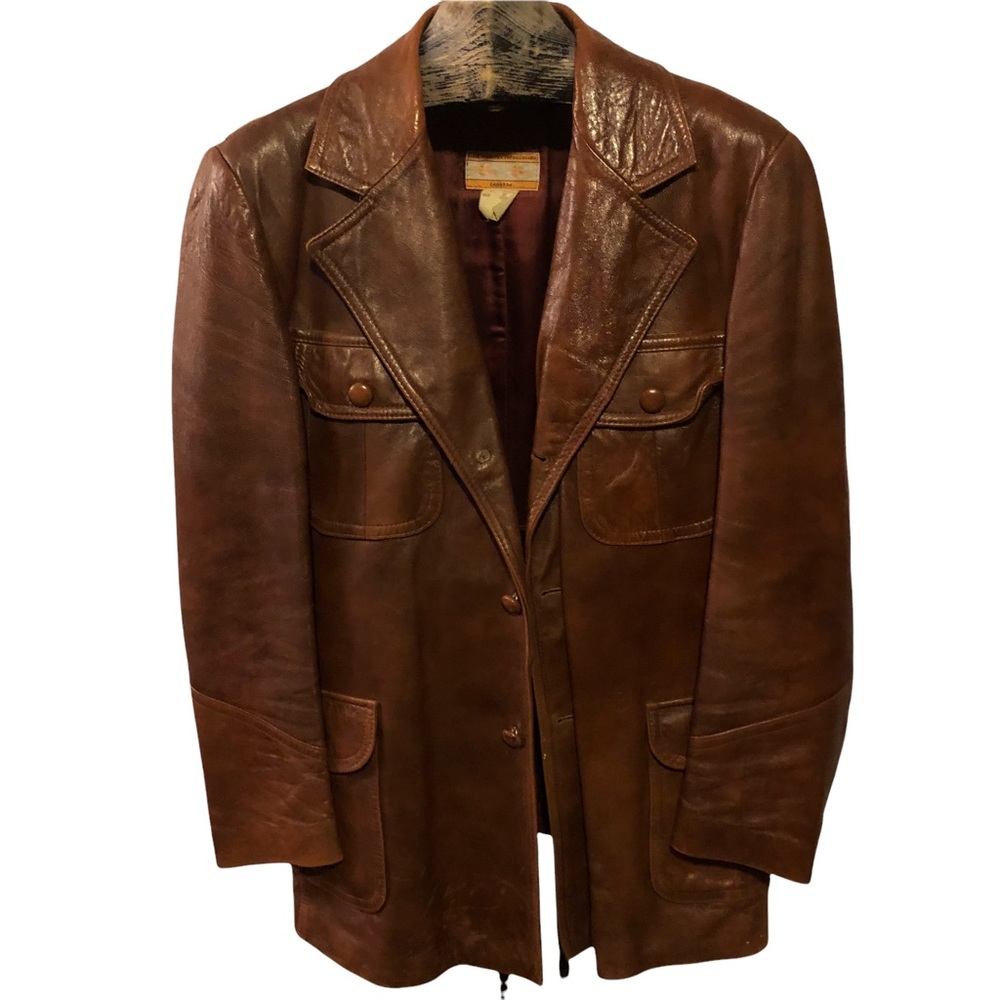 Vintage 1960s–1970s Hudson’s Bay Brown Leather Jacket | Classic Safari Blazer